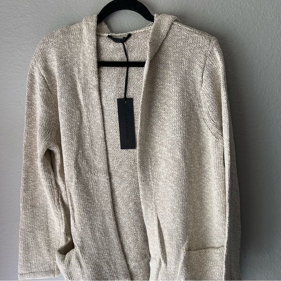 NWT Jenni Kayne Cotton Linen Hooded Sweater Coat Cardigan in Natural M - Picture 4 of 9